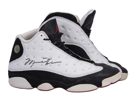 1998 Michael Jordan Game Used & Dual Signed Pair of Air Jordan 13 Sneakers - Attributed to the NBA Finals! (MEARS, JSA & Joshua Thomas LOA)